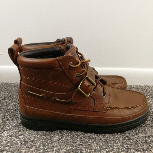 Polo Ralph Lauren Sport Leather Ankle Hiking Boots Buckle Lace Up Mens 8.5 B - Picture 2 of 9